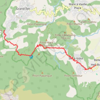 GRR1 Le Tour du piton des Neiges - Du Bélier à Hell-Bourg GPS track, route, trail