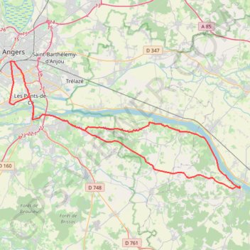 GPX Download: La Thoureil village – View boucle au départ de Angers Saint-Laud GPS track, route, trail