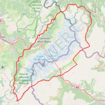 TMB complet sans variante GPS track, route, trail