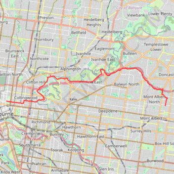 Box Hill - Yarra River - Royal Exhibition Gardens GPS track, route, trail
