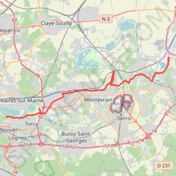 Les Bords de Marne - De Noisiel à Mareuil-lès-Meaux GPS track, route, trail