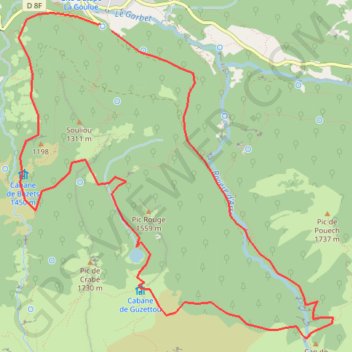 Cascade d'Ars en boucle par l'etang de Guzet GPS track, route, trail