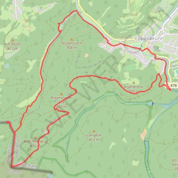 L'Altschossfelsen ou "rochers du vieux château" d'Eppenbrunn GPS track, route, trail