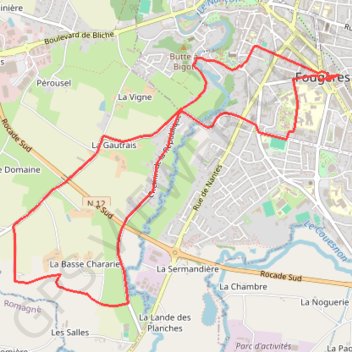 Fougères GPS track, route, trail