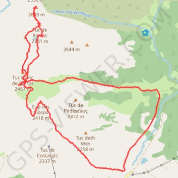 Tuc de Parros, Cap des Closos en circuit depuis Pla de Beret GPS track, route, trail