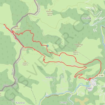 Autza depuis Banka par Antxola et Harrigorrikoerreka GPS track, route, trail