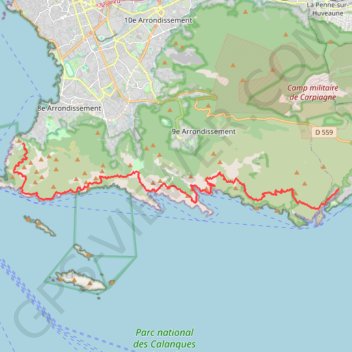 Marseille Cassis GPS track, route, trail