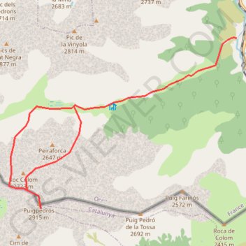Puig de Campcardós depuis Porta GPS track, route, trail