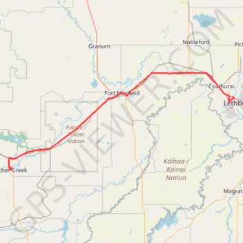 Pincher Creek - Lethbridge GPS track, route, trail