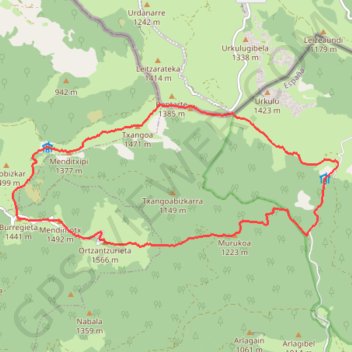 Ortzanzurieta en circuit depuis Etzangio GPS track, route, trail