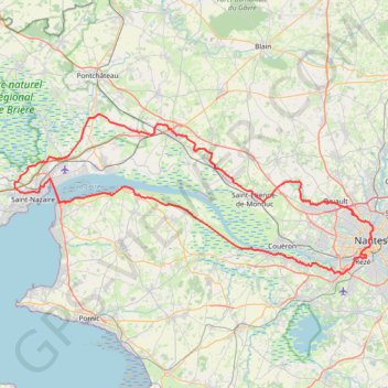 Boucle Nantes StNazaire 157,48 km - 15 août GPS track, route, trail