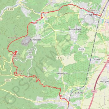 D'Obernai à Barr via le Mont Sainte-Odile GPS track, route, trail