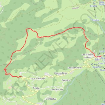 Croix et Fretes de Colomban nocturne GPS track, route, trail