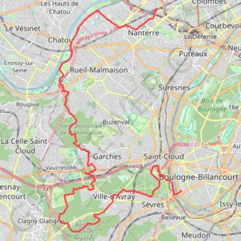 De Nanterre à Boulogne-Billancourt GPS track, route, trail