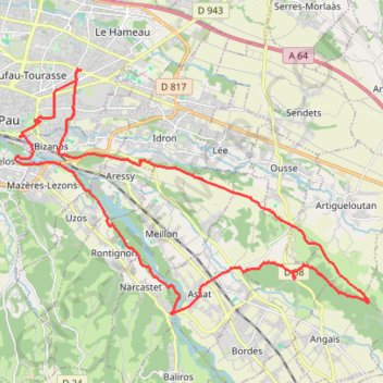 Boucle henri4 bois d'angais, assat29 mai 2023 GPS track, route, trail