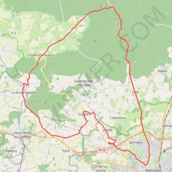 Alençon, Médavy, Fontenai les Louvets, Livaie, La Roche Mabile, Cuissai GPS track, route, trail