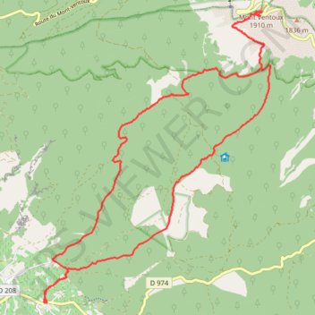 Le Mont Ventoux depuis Sainte Colombe (Bédoin) GPS track, route, trail