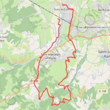 Marche de Sury-le-Comtal - Les Marcheurs Du Bord De Mare GPS track, route, trail