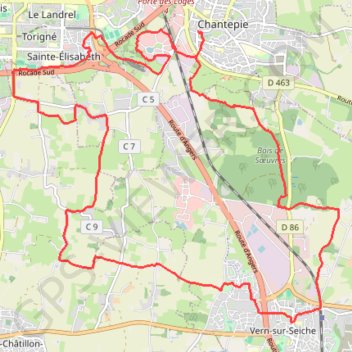 La Campagne au sud de Rennes GPS track, route, trail