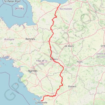 La Vélo Francette : Ouistreham - La Rochelle GPS track, route, trail