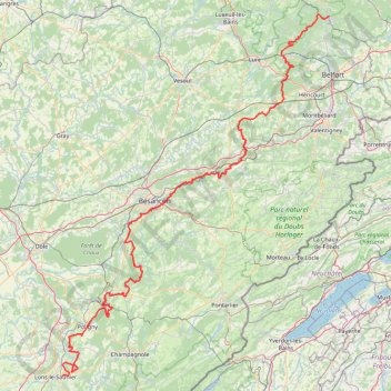 GR59 du ballon d' Alsace à Lons-le -Saunier GPS track, route, trail