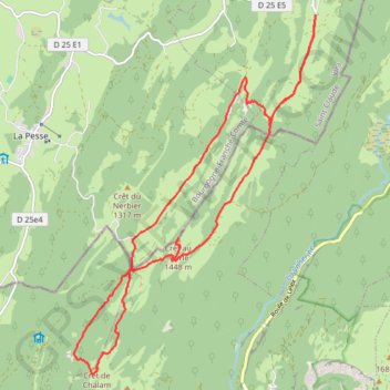 Cret au Merle et Cret de Chalam depuis les 3 Cheminées GPS track, route, trail
