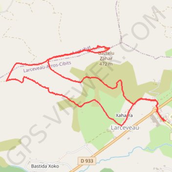 GAZTELUZAHAR depuis Larceveau GPS track, route, trail