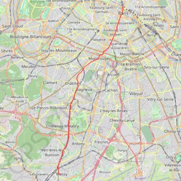 Chemin de Compostelle - Paris à Massy GPS track, route, trail