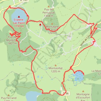 Autour du Puy du Sancy - lacs Pavin - Montcineyre - Bourdouze - Anglard - Chandeze GPS track, route, trail