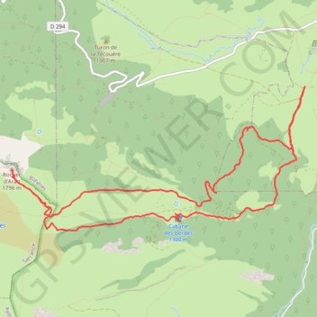 Crête de Saubajot et Rocher d'Aran depuis le plateau de Houndas GPS track, route, trail