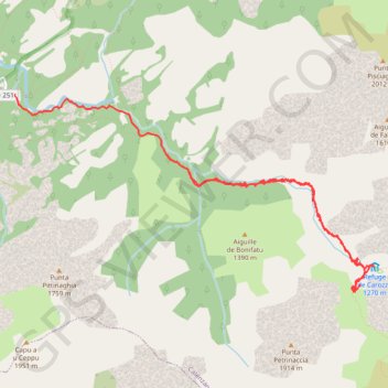 Passerelle de Spasimata depuis Bonifatu GPS track, route, trail