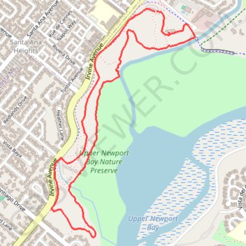 Upper Newport Bay Nature Preserve GPS track, route, trail