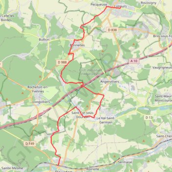 Limours - Dourdan GPS track, route, trail