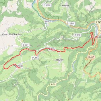 De Valoreille à Saint Hippolyte par le GRP du Pays de Montbéliard GPS track, route, trail