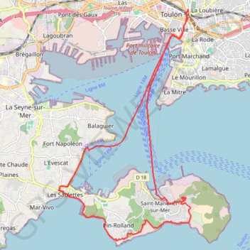 Toulon - Presqu'île de Saint Mandrier GPS track, route, trail