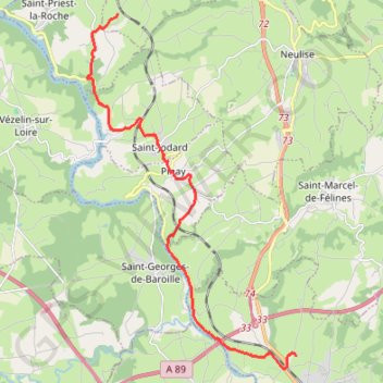 Itinéraire de 430 Chez Thimonier, 42510 Balbigny, France à 673 Les Garinnes, 42590 Vendranges, France GPS track, route, trail