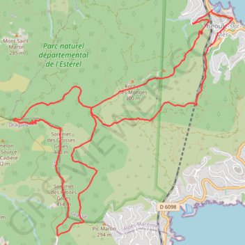 Crêtes des Grues de l'Estérel GPS track, route, trail
