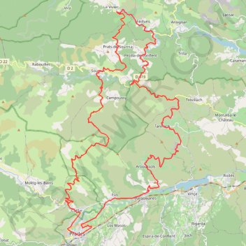 Roque-Jalère - Prats-de-Sournia - Le Vivier - Auzines - Arboussols GPS track, route, trail