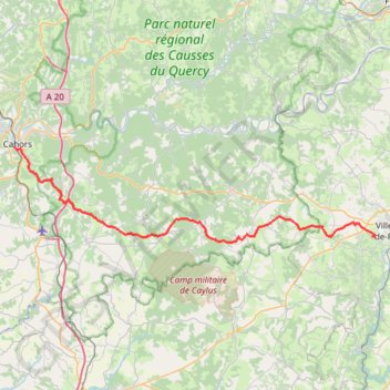 Villefranche Cahors par le GR65 GPS track, route, trail