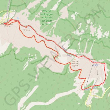 Crête du Mont Ventoux GPS track, route, trail