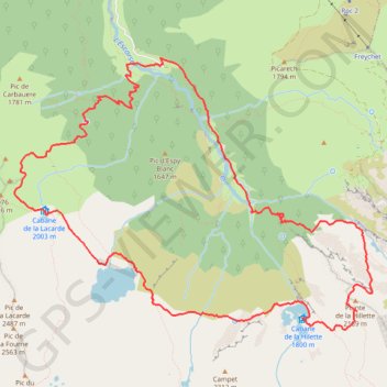 Pointe de la Hilette - Cabane de Lacarde GPS track, route, trail