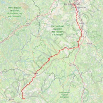 Itinéraire de Clermont-Ferrand à Agrès, Saint-Parthem GPS track, route, trail