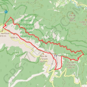Le tour du sommet du VENTOUX GR9 GR4 GPS track, route, trail