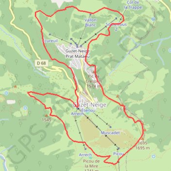 Le belvédère de Guzet par le Picou de la Mire GPS track, route, trail