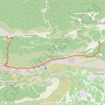 Puit d'Auzon - Pic des Mouches - Croix de Provence - Cabassol GPS track, route, trail