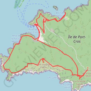 Sentier des Crêtes - Port-Cros GPS track, route, trail