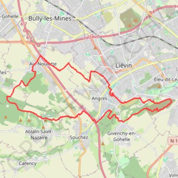 Grand Trail Nocturne des Hauts de France 2023 26 km GPS track, route, trail