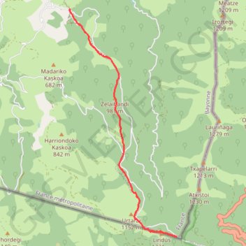 Les crêtes de Zelhaihandi du col du Lindus à Meharroztegui GPS track, route, trail