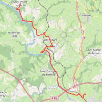 Itinéraire de 430 Chez Thimonier, 42510 Balbigny, France à 40 Rue de l'Église, 42590 Saint-Priest-la-Roche, France GPS track, route, trail