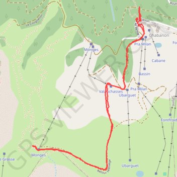 Randonnée de Station de Chabanon au sommet du télésiege GPS track, route, trail